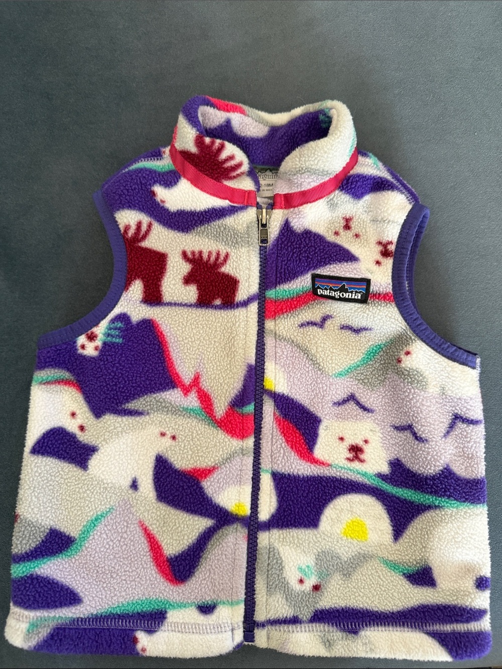 Patagonia Kids Sherpa Vest — bear, moose print